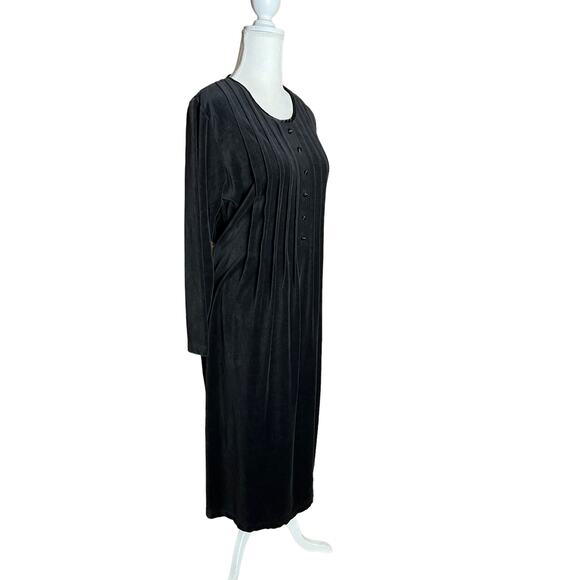 Vintage 90s fads Grunge black Velvet Modest Maxi Dress Long sleeve USA Sz L - Picture 3 of 11